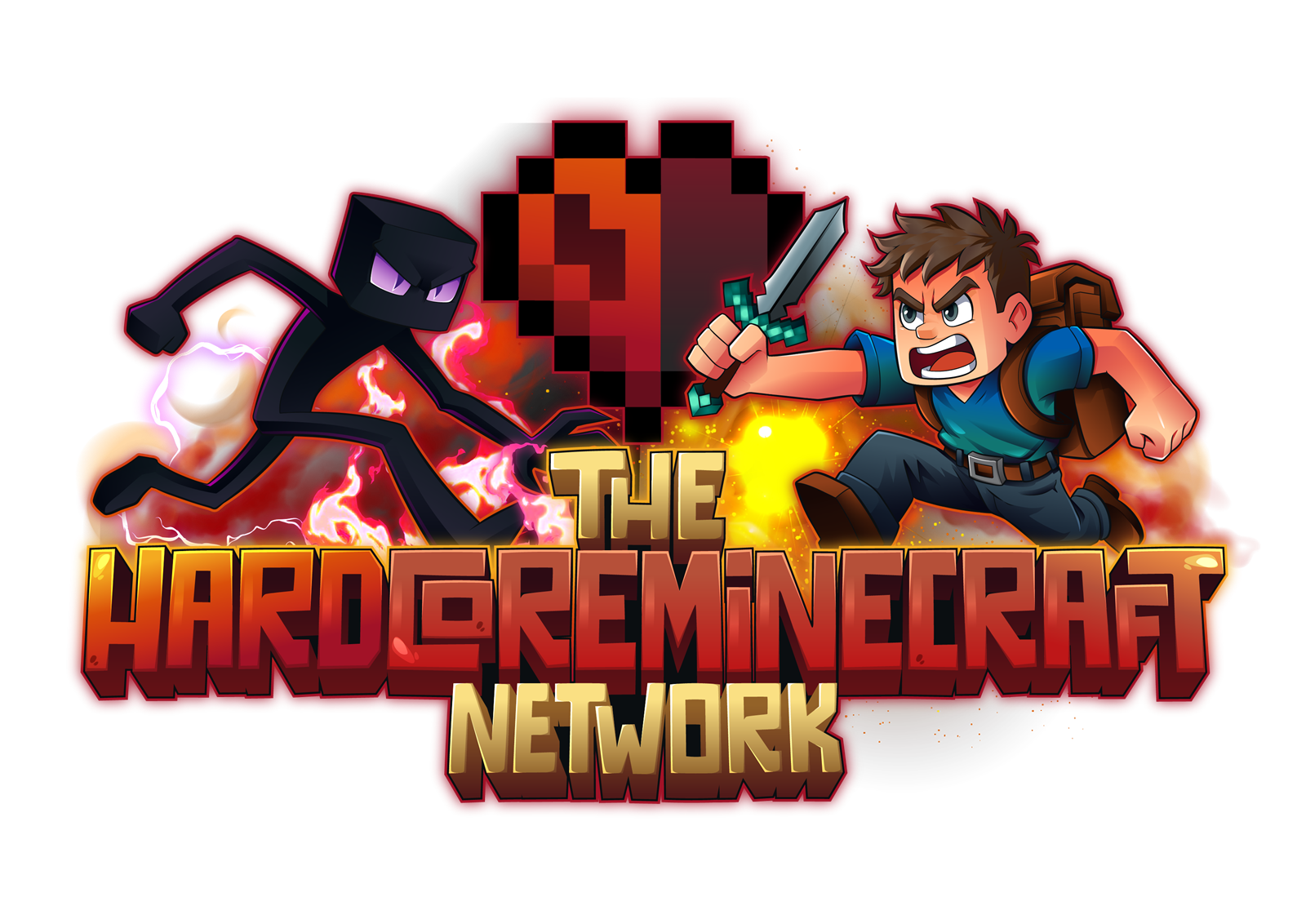 The Hardcore Minecraft Network illustrated logo